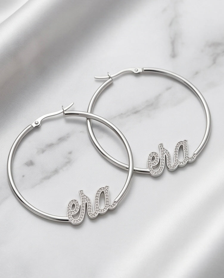 Silver Precious Era Logo Hoops – ERABYDJZINHLE