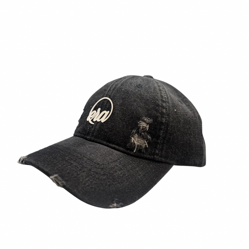 Era Distressed Black Denim Cap