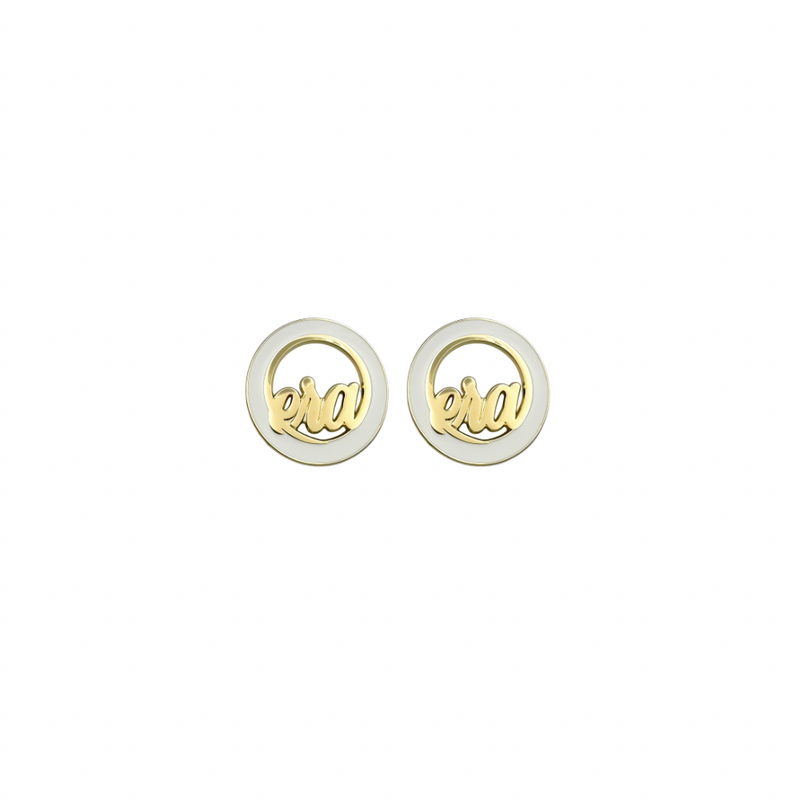 Gold & White Diva Studs