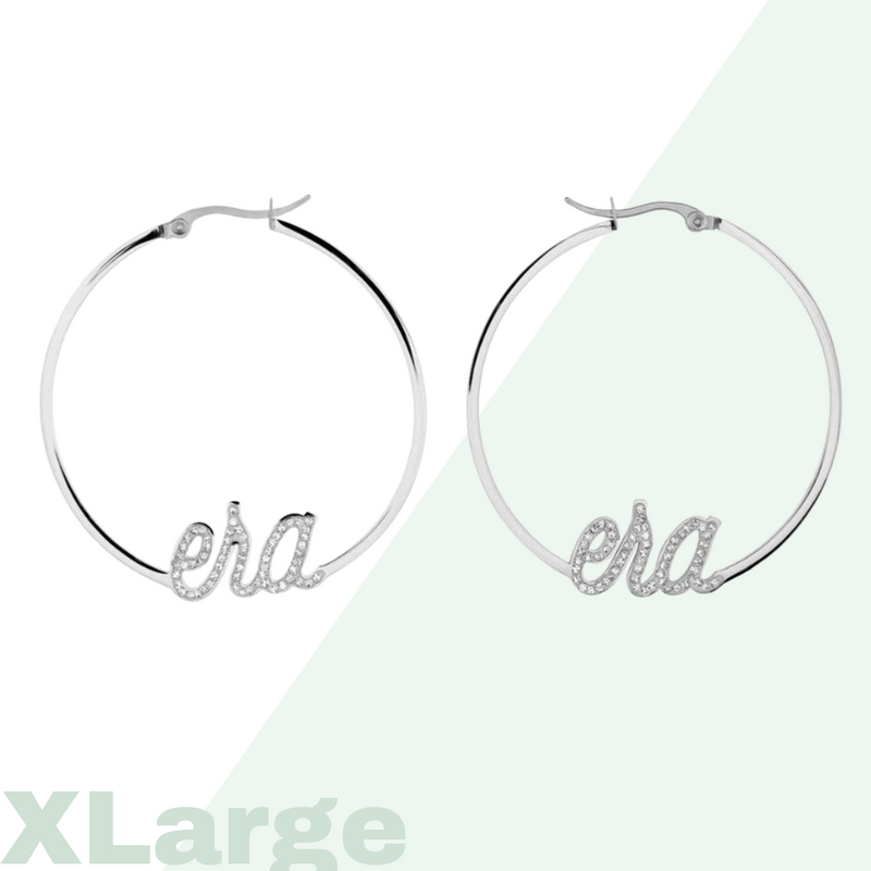 Extra Large Silver Precious Era Logo Hoops