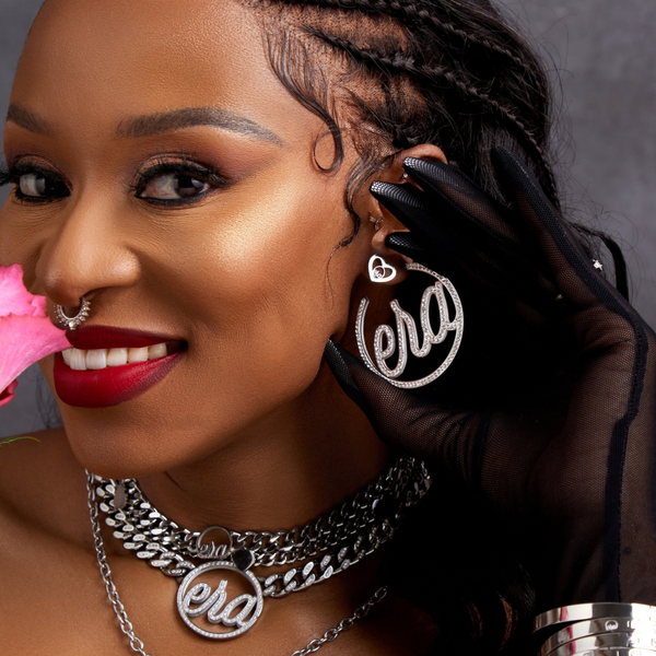 Silver Luxe Logo Hoops – ERABYDJZINHLE