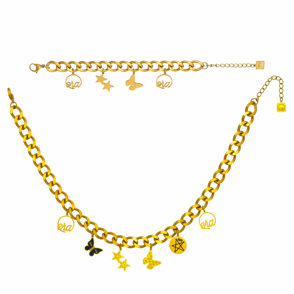 Silver Era Charm Bracelet & Necklace Set