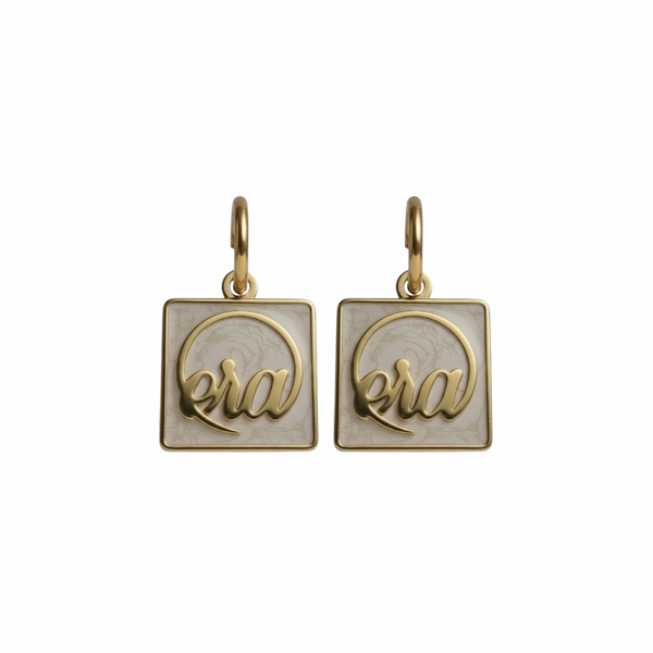 Gold Pearl Square Drop Earring