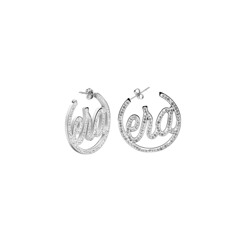 Silver Luxe Mini Logo Hoops